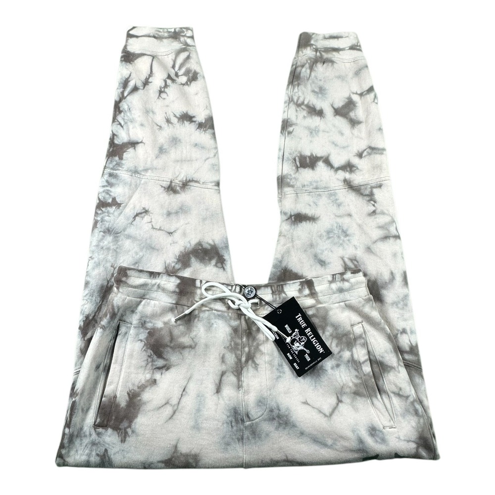True Religion Gilden Beige White Tie Dye Mens Jogger Pants Size M 104991 NWT